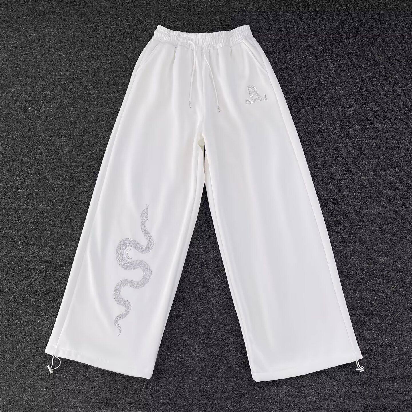 美式复古设计镶钻蛇纹弯刀卫裤休闲裤男女2026爵士舞新款宽松长裤