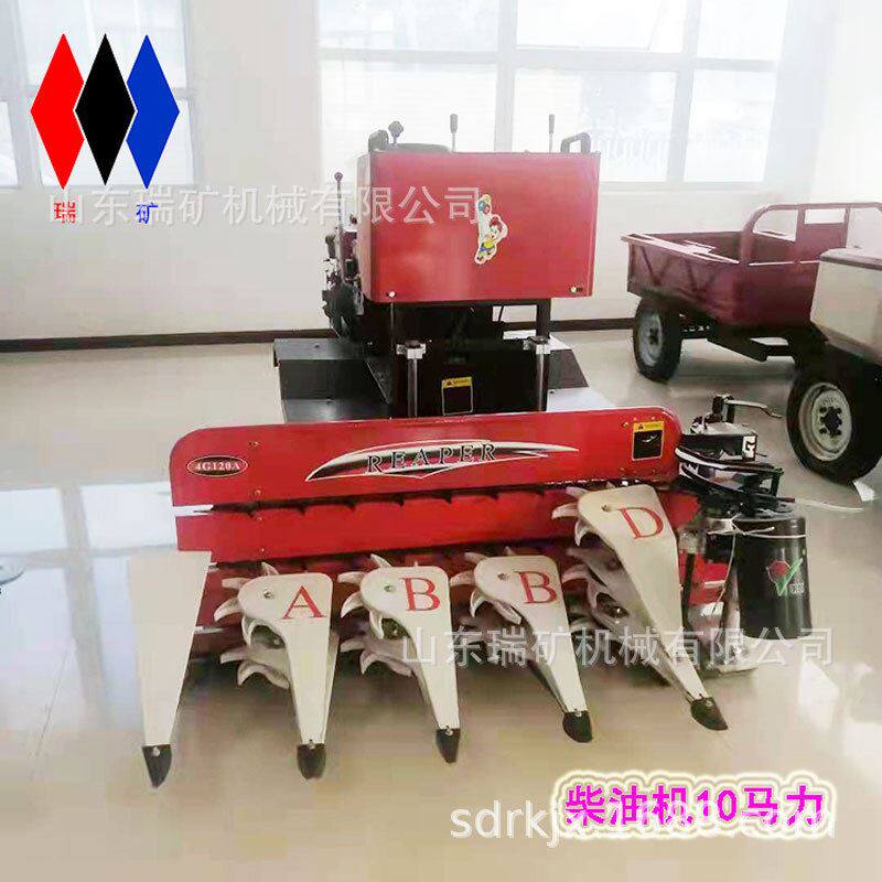 内蒙古谷子收割打捆一体机10马力柴油链轨式水稻收割机电动打捆机