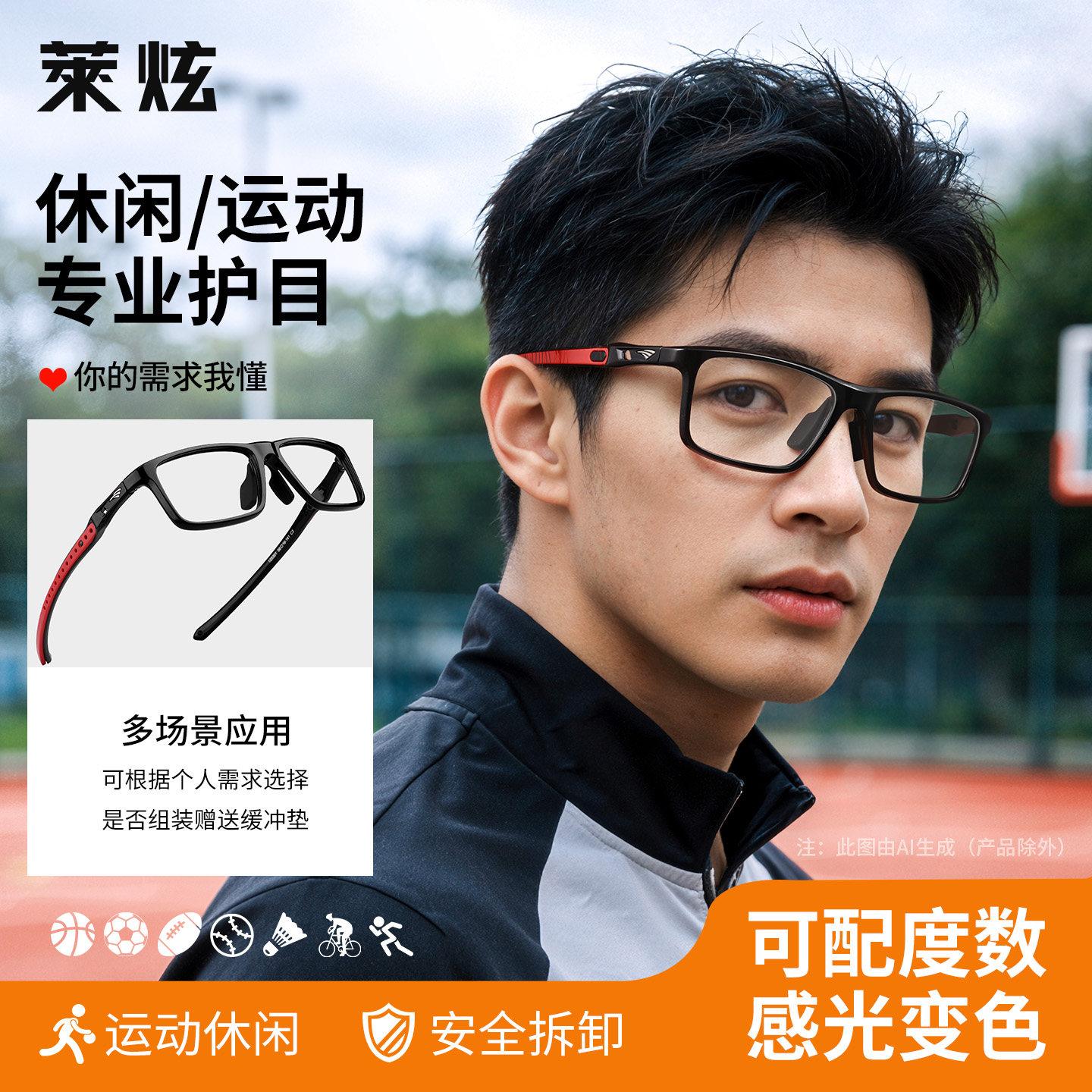 超轻TR商务黑色方框运动近视眼镜男款变色可配度数加散光眼睛框架