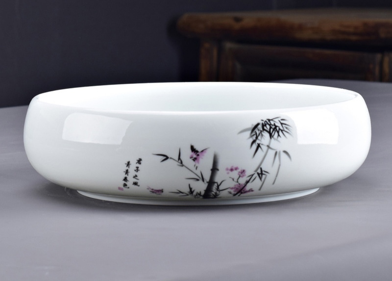 陶瓷烟灰缸大号超大特大容量桌面多功能茶渣废水缸垃圾收纳艾灸缸