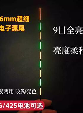 425/316超细0.6mm电子漂尾咬钩变色鲫鱼漂尾夜光漂尾通用换尾配件