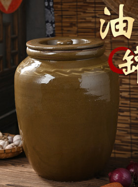 土陶猪油罐米缸茶叶陶瓷家用耐高温防虫潮腌肉腌菜酱缸桶老式带盖