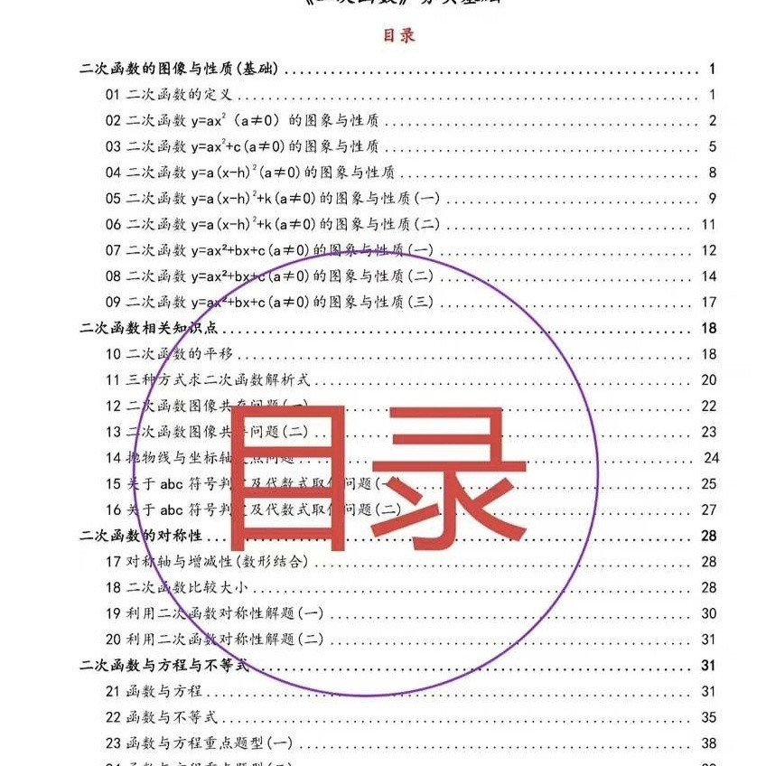 初中数学二次函数全吃透练习本