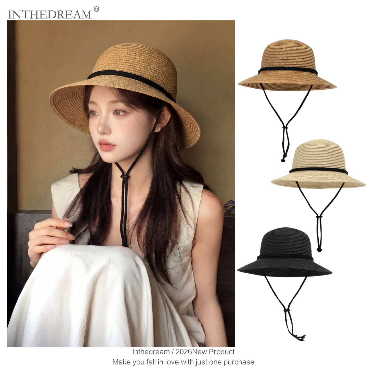 老钱风草编防晒遮阳盆帽女夏季