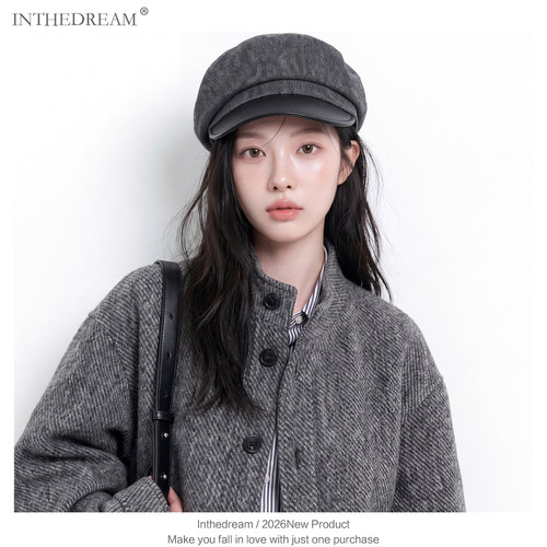 秋冬新款女显脸小报童贝雷帽