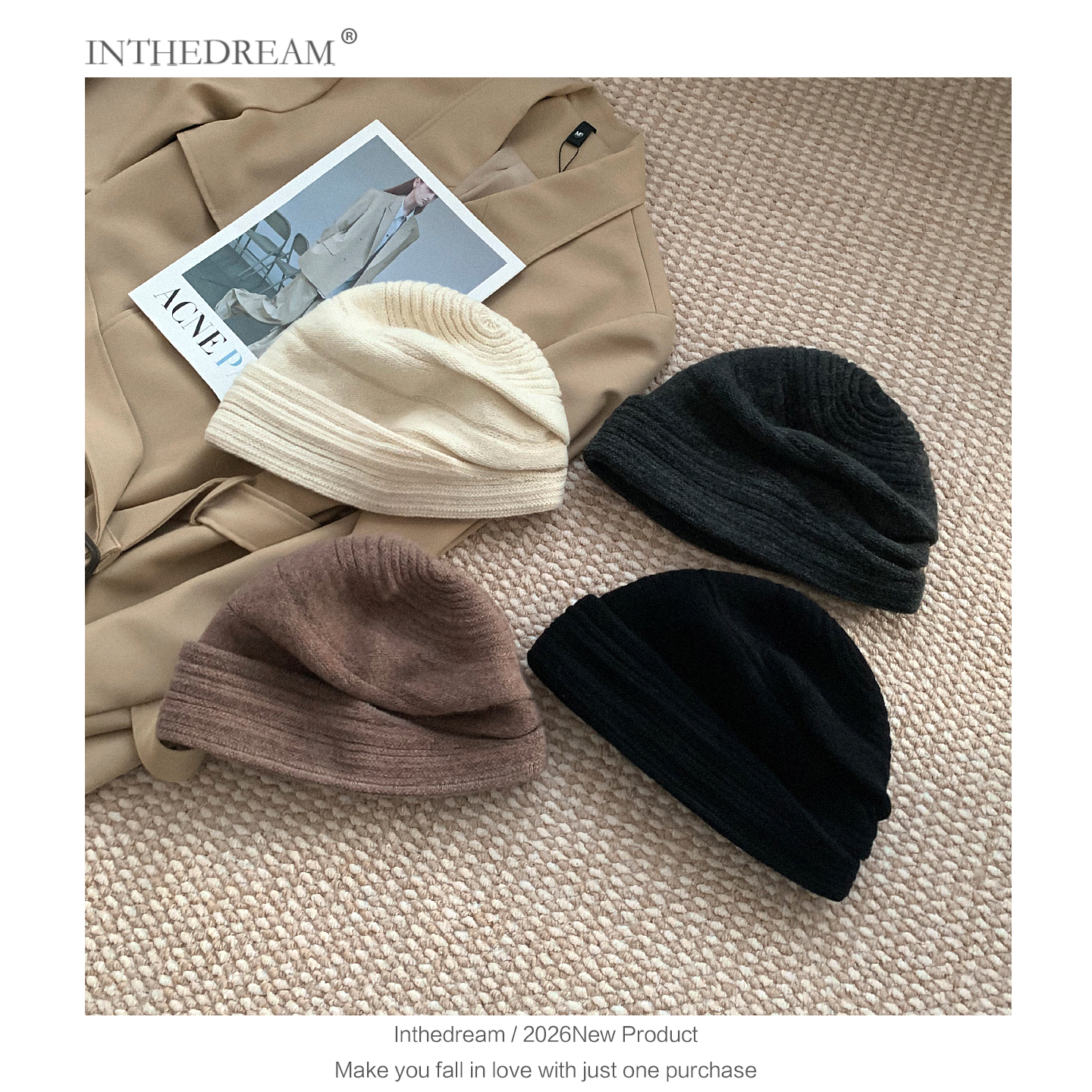 100%绵羊毛立体针织冷帽女士堆堆帽保暖百搭多色可选秋冬毛线帽子