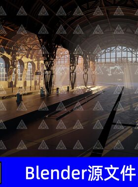 Blender复古火车站维多利亚工业火车车站场景3D模型工程源文件