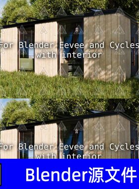 Blender现代模块化房屋社区公园绿色草坪围栏休闲茶座场景3D模型