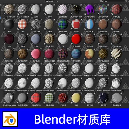 中文材质球blender预设资产库渲染服装布料棉地毯蕾丝织物材质包