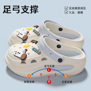 足弓支撑洞洞鞋女款夏季外穿2026新款沙滩eva防臭厚底包头凉拖鞋