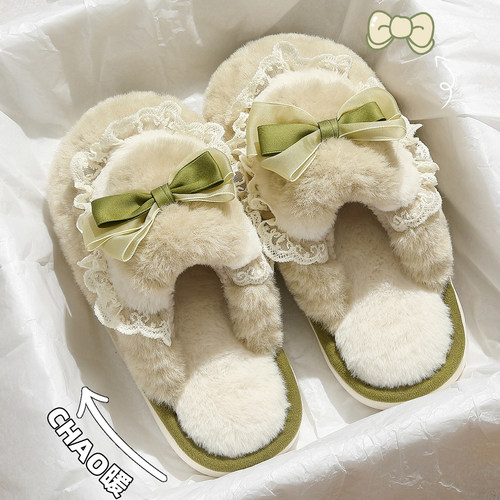蝴蝶结棉拖鞋女秋冬季2025新款