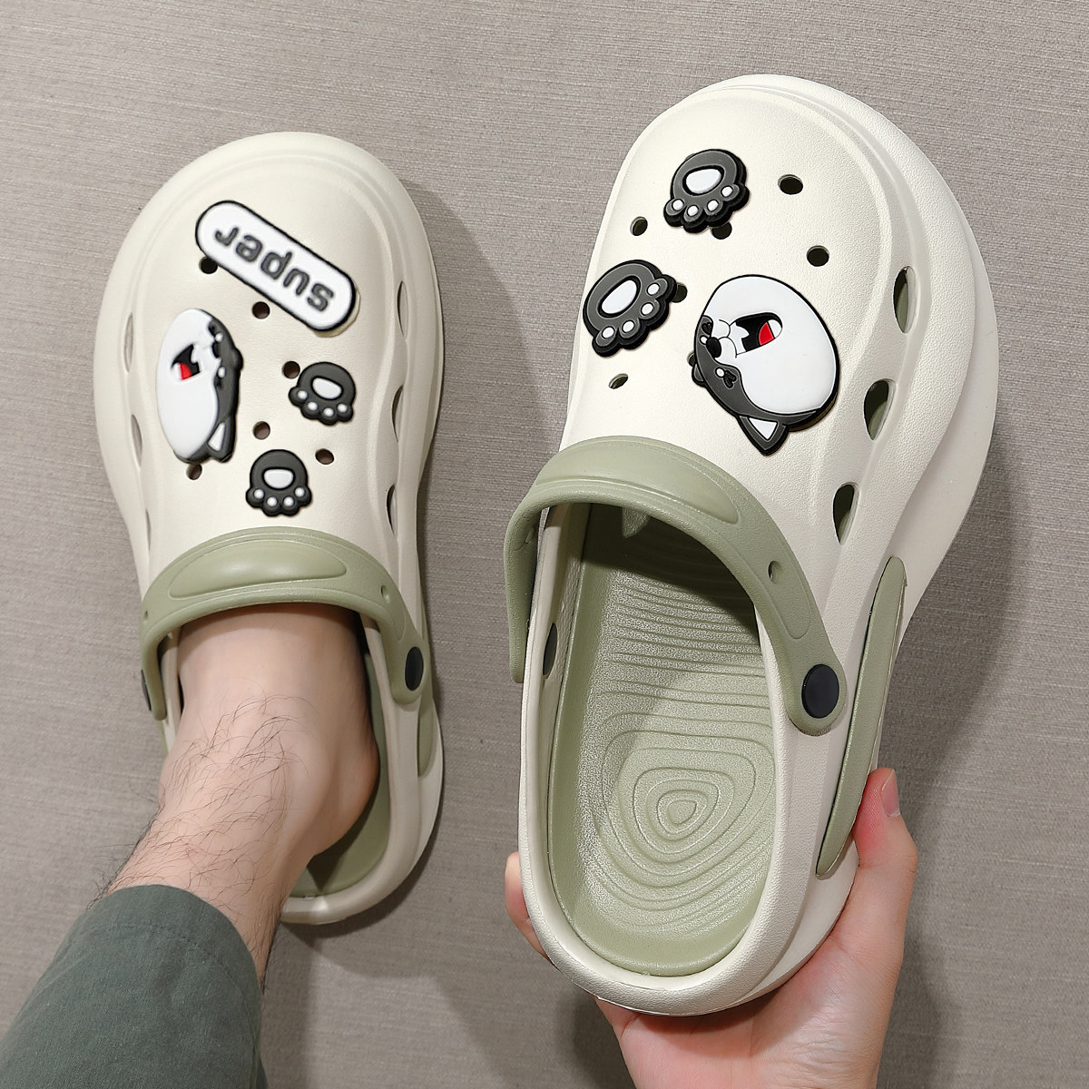 厚底洞洞鞋男款夏季2025新款外穿开车厚底eva防滑防臭沙滩凉鞋男,居家布艺,居家凉拖/凉鞋,淘宝优惠券,粉丝福利购,淘宝优惠卷