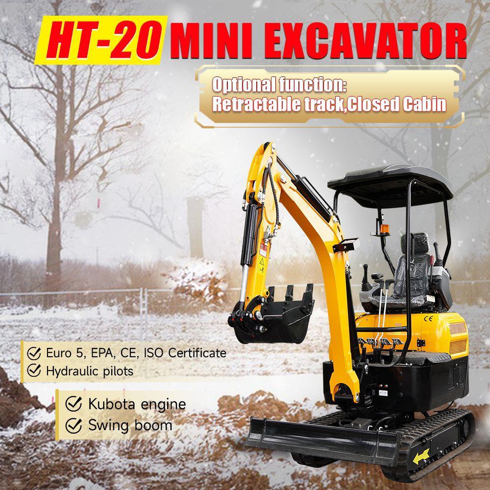 出口俄罗斯HT20MiniExcavator市政工程农用多功能履带挖掘机