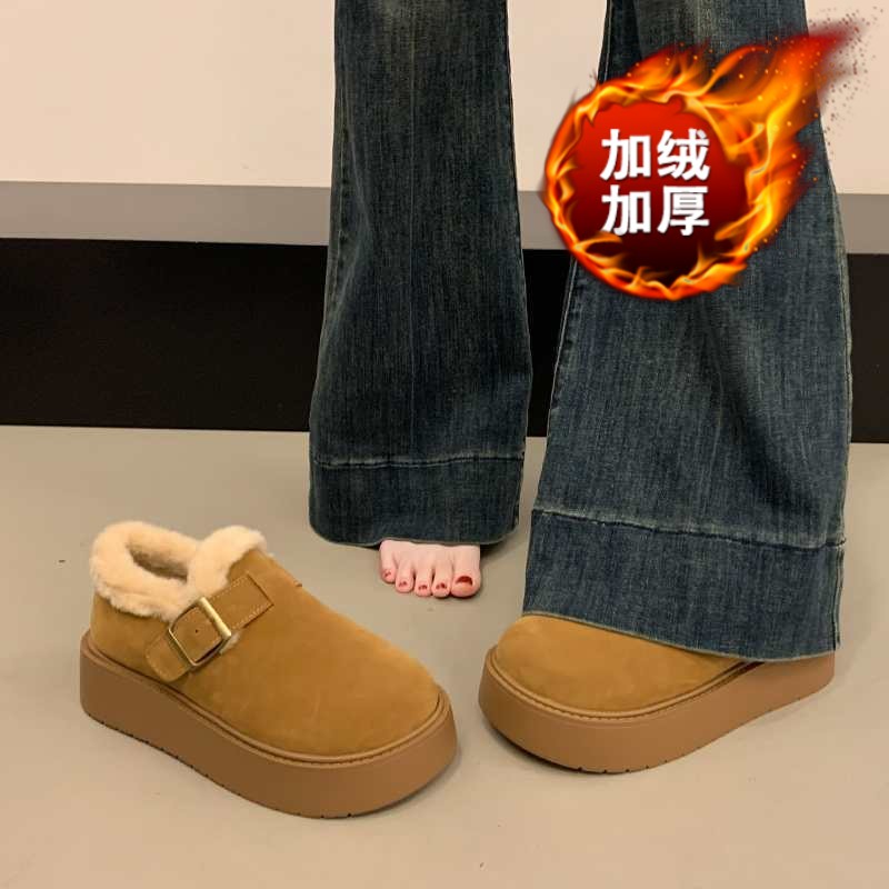 秋冬季厚底勃肯鞋女加绒2025新款鞋一脚蹬寒靴34码1202n