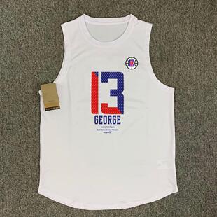快船队保罗乔治美式篮球训练投篮服宽松透气速干网眼跑步运动背心
