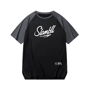 SLAMBALL美式速干短袖训练服网眼透气篮球投篮拼色运动跑步半袖夏