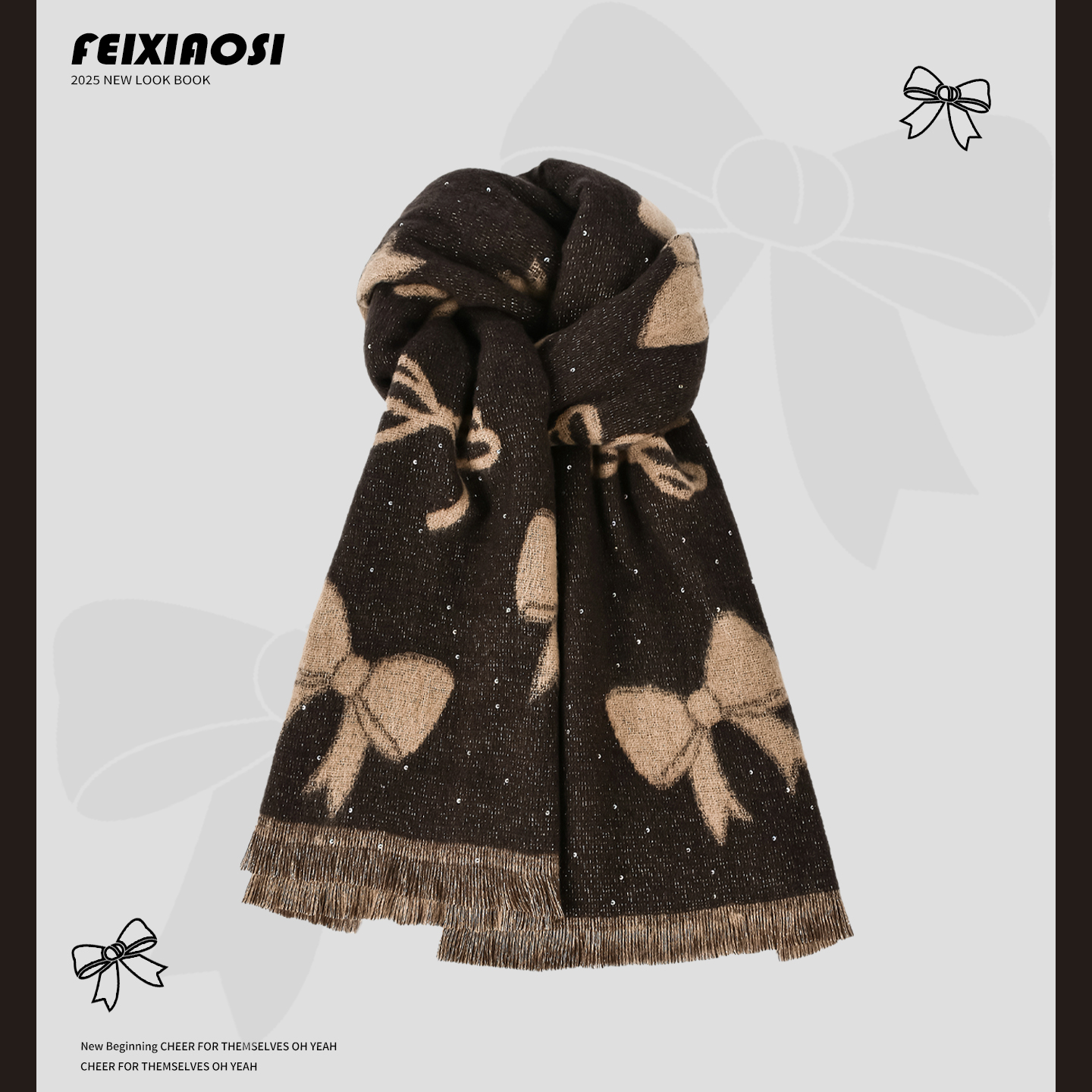 加大加厚双面蝴蝶结围巾女秋冬2025新款披肩保暖软糯百搭围脖时尚