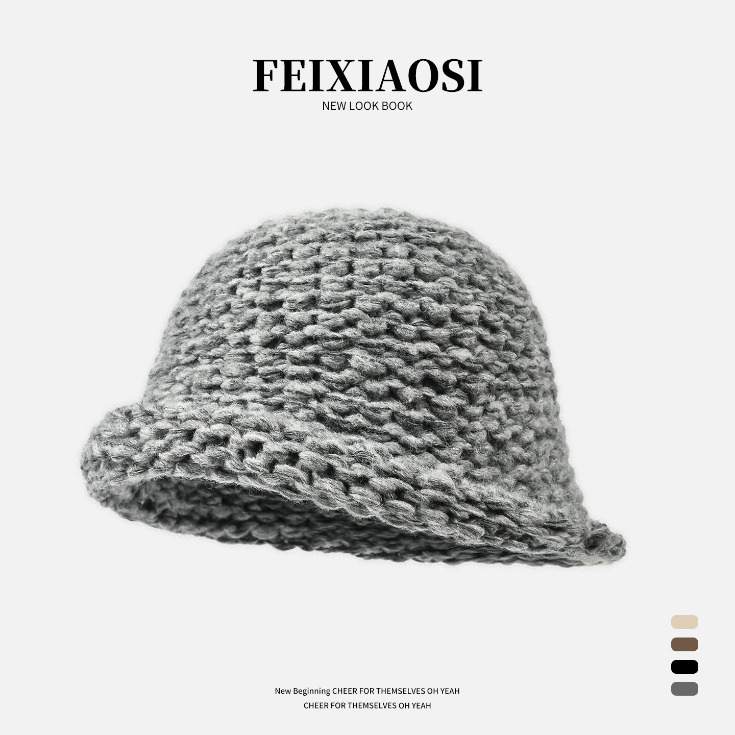 日系手工编织毛线渔夫帽女2025秋冬保暖显脸小粗线卷边圆顶礼帽子