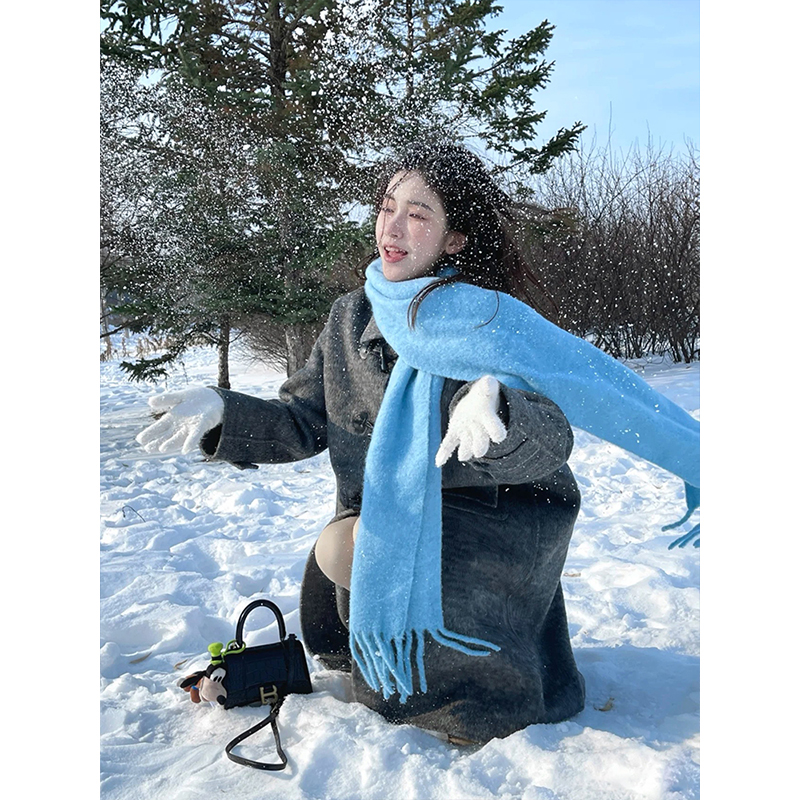 冬季韩版纯色马海毛围巾