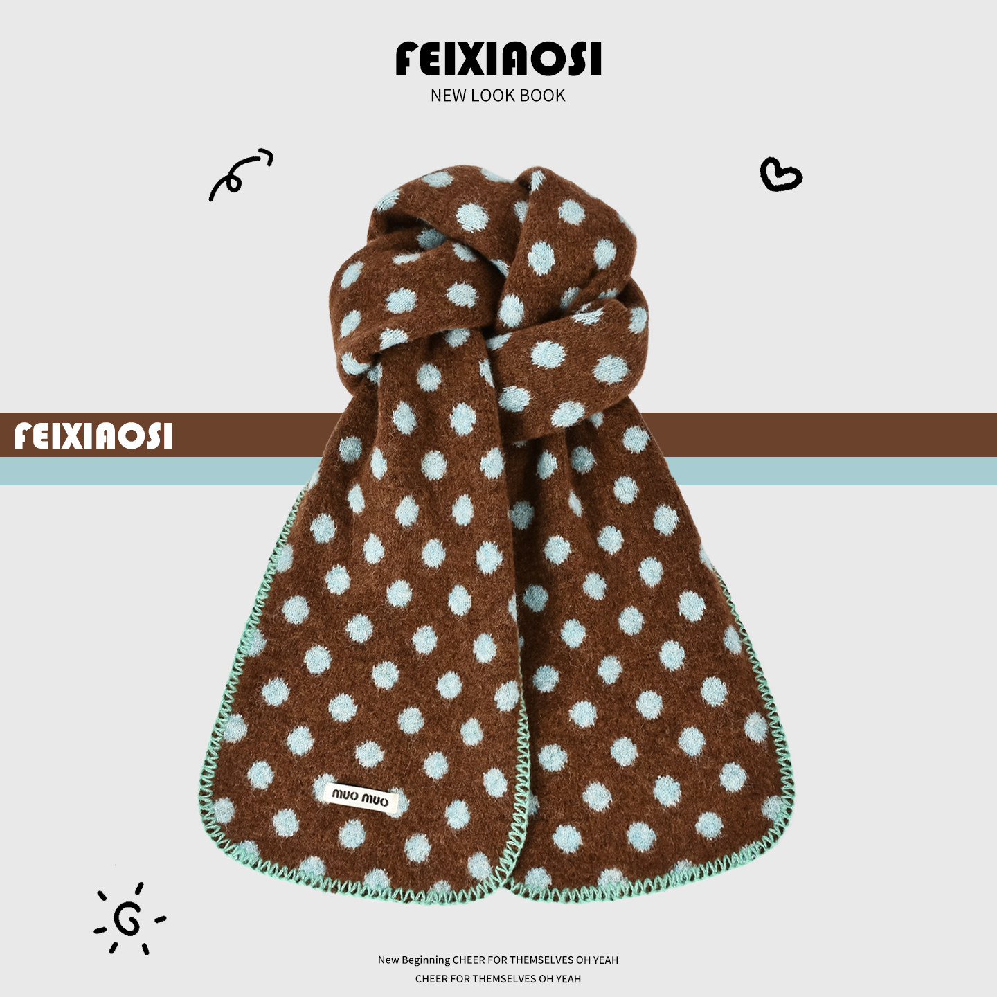 咖色韩系波点双面锁边围巾女秋冬保暖百搭学生情侣款针织围脖加厚,服饰配件/皮带/帽子/围巾,围巾/丝巾/披肩,淘宝优惠券,粉丝福利购,淘宝优惠卷