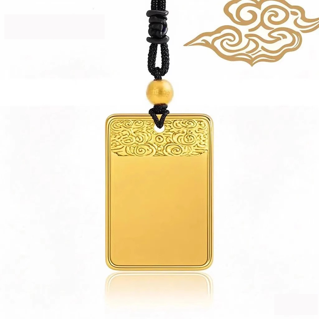 创富AU916珠宝情人节礼物22K黄金吊坠平安无事牌22K金女款精致5