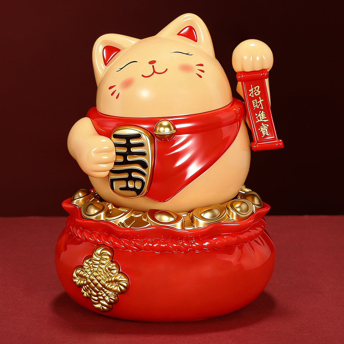 招财猫摆件自动招手太阳能发财猫新款开业前台收银台车载装饰礼物