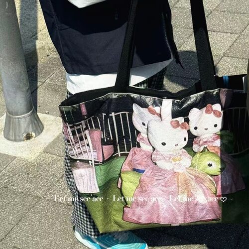Kitty失乐园YK2杜邦纸托特包单肩包手提袋拎包卡通印花包包大容量