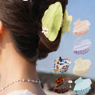 Tagi想象贝壳小花亚克力醋酸板材钻石镶嵌吴恒鲨鱼夹糖果抓夹发饰