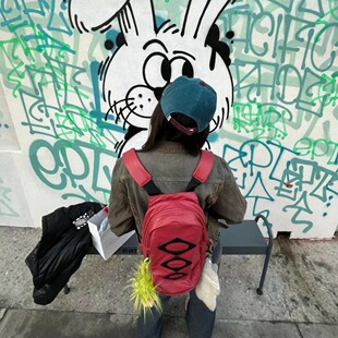 xskr MSCHF韩国小众设计RHOMBUS MINI BACKPACK皮质拉链双肩包