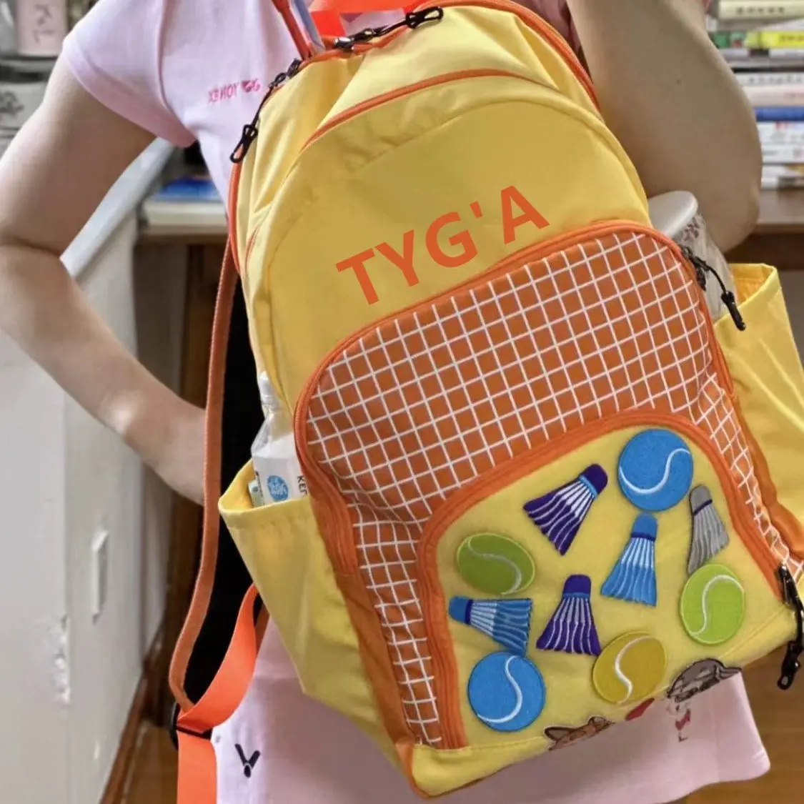 TYGA2024新品双肩包少儿青少年大容量羽毛球网球包学生书包运动包
