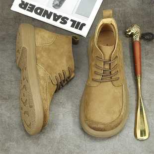 秋冬季新款工装鞋男复古高帮马丁靴真皮休闲男鞋潮流百搭中帮靴子