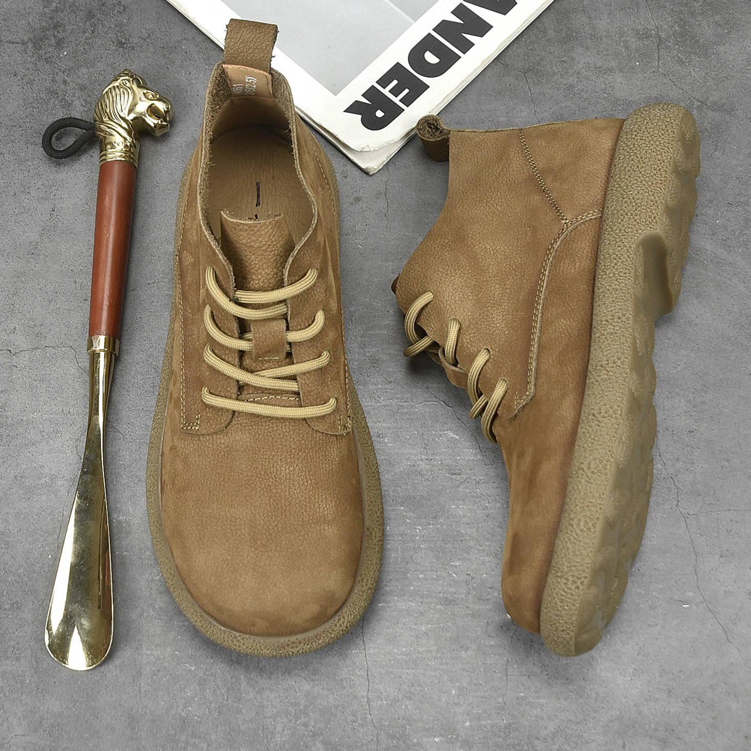 头层牛皮宽头休闲厚底马丁靴真皮软皮男皮鞋时尚复古潮流男款靴子