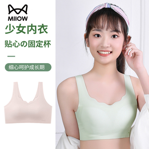 猫人发育期少女内衣初中生女孩二阶段固定杯文胸高中生学生小背心