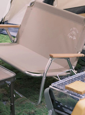 CAPTAIN STAG 折叠双人椅克米特椅户外露营便携铝合金超轻休闲椅