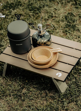 CAPTAIN STAG折叠蛋卷桌铝合金户外露营烧烤桌便携自驾游野营用品