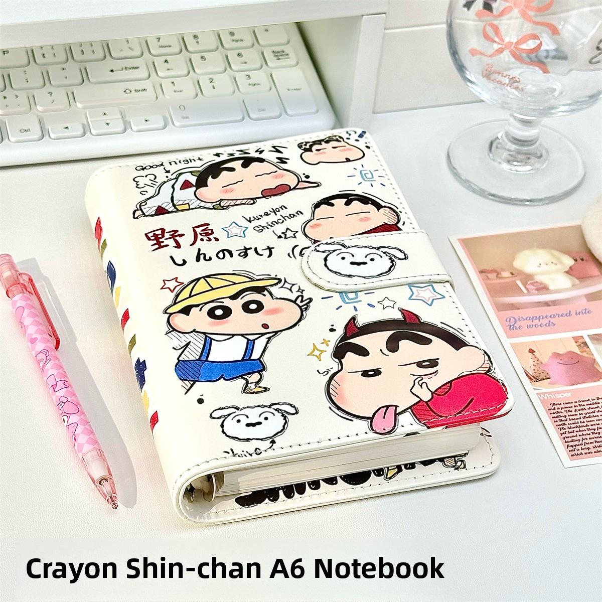 ins可爱卡通蜡笔小新A6PU皮活页本学生高颜值可拆卸笔记本手账本