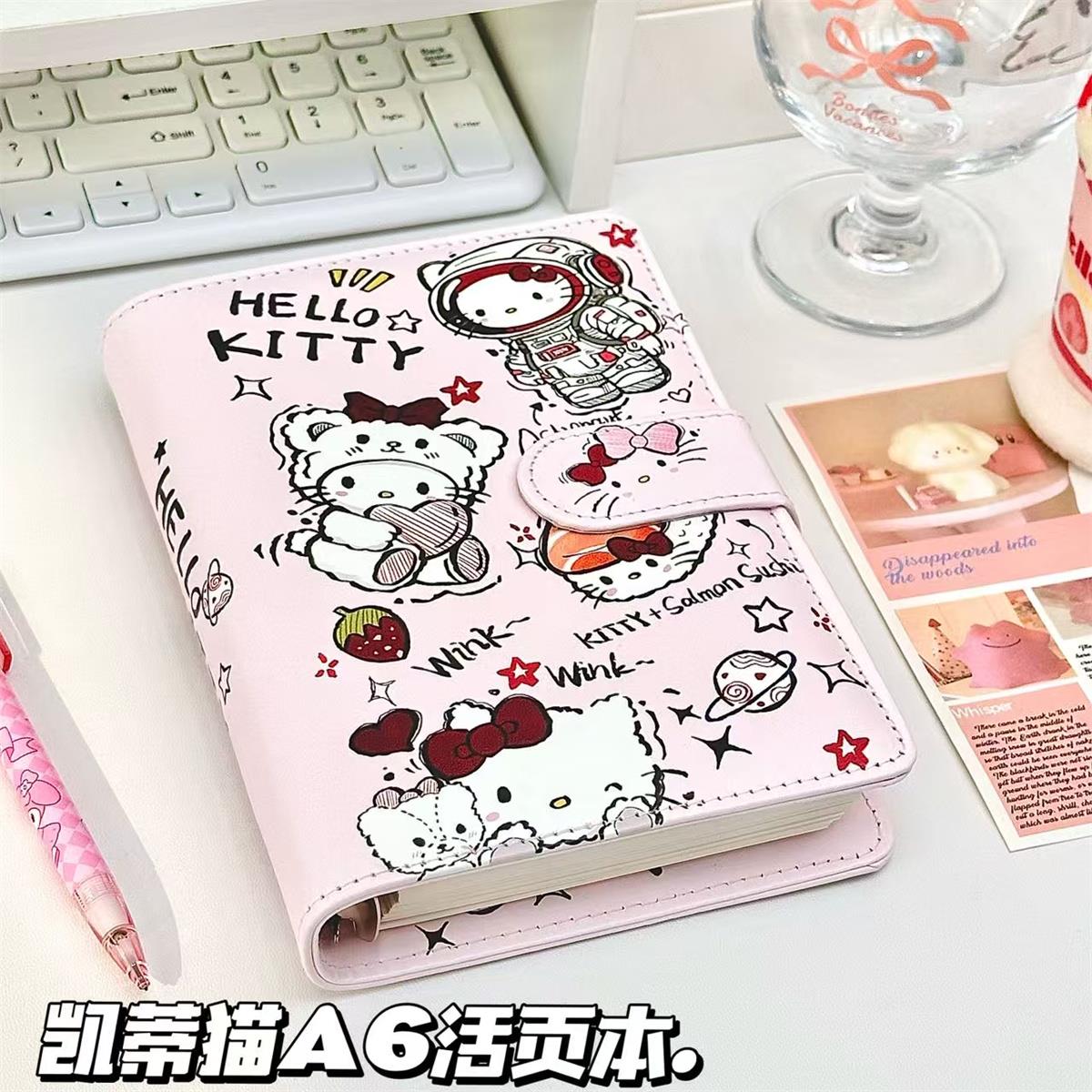 ins高颜值少女心KT猫A6皮质活页本可拆卸PU软皮加厚笔记本记事本