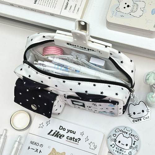 星星猫耳口袋笔袋高颜值ins风学生女生可爱2026年新款铅笔文具盒