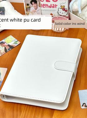ins风新月白色纯色Pu卡片相册A5四方宝丽来相册软皮革小卡片存储
