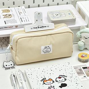 奶油黄墩墩小猫笔袋高颜值ins风2025新款小众学生女铅笔文具盒