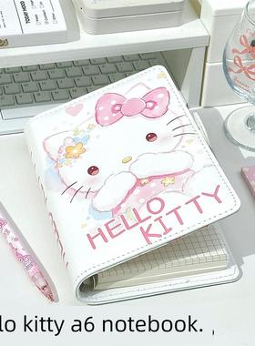 in少女心高颜值粉红色Hello Kitty A6Pu皮革活页学生中性笔记本笔