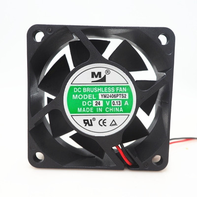 蒂森变频器风扇 YM2406PTS2 DC24V 0.13A 6CM 6025双滚珠散热风扇