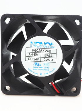 F6025X24B 原装南韩NONOI F6025X12B AH DC24V 0.25A 2线直流风扇