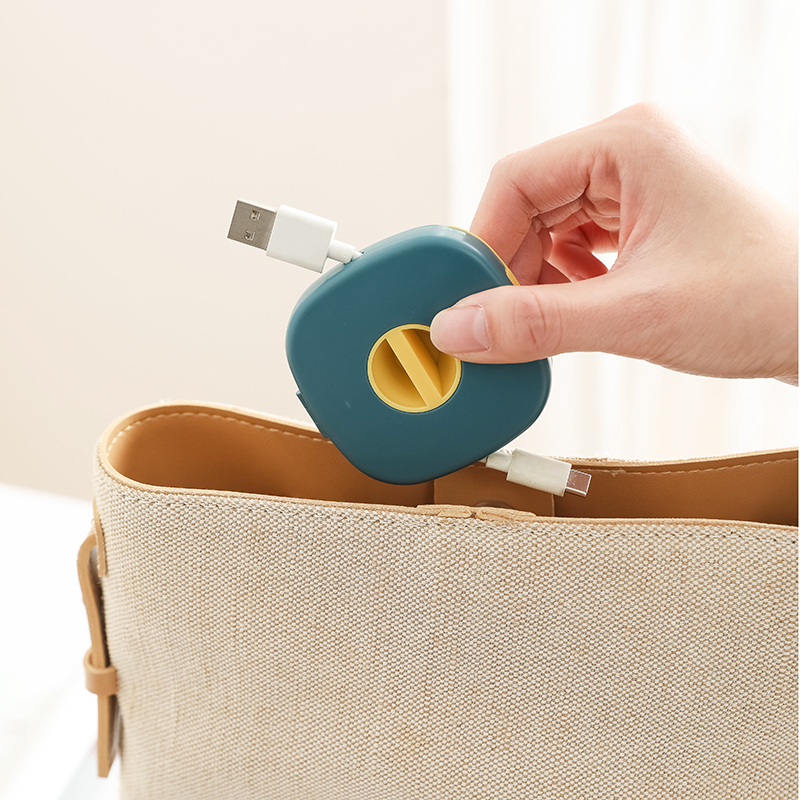 家用手动收纳盒便携绕线盘充电线理线盒