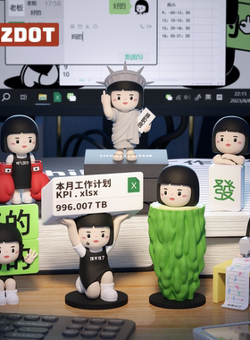 PLZDOT官方 内心小孩打工人职场状态图鉴盲盒 桌面创意摆件玩具