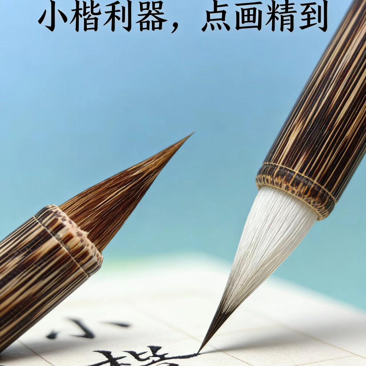 拍二送一金丝杆鸡距小楷兼毫毛笔