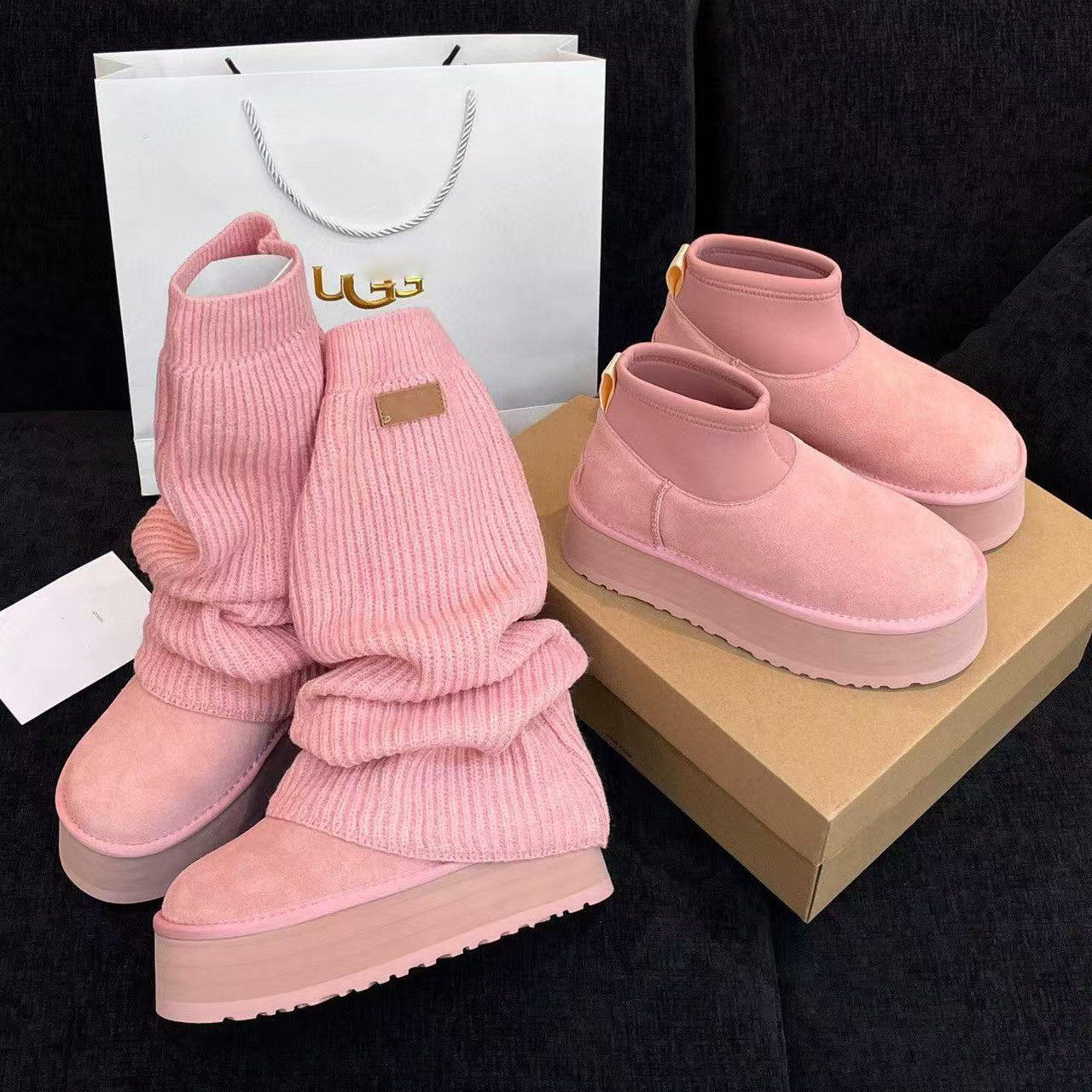 【得鹿】厚底雪地靴女2025冬季新款加绒加厚皮毛一体粉色雪地棉鞋,女鞋,时尚雪地靴,淘宝优惠券,粉丝福利购,淘宝优惠卷