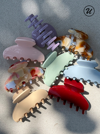 B2U Korea ins Candy Series Dopamine Medium Hair Claw Morandi Solid Color Acetate Hair Clip Shark Clip Hair Accessory