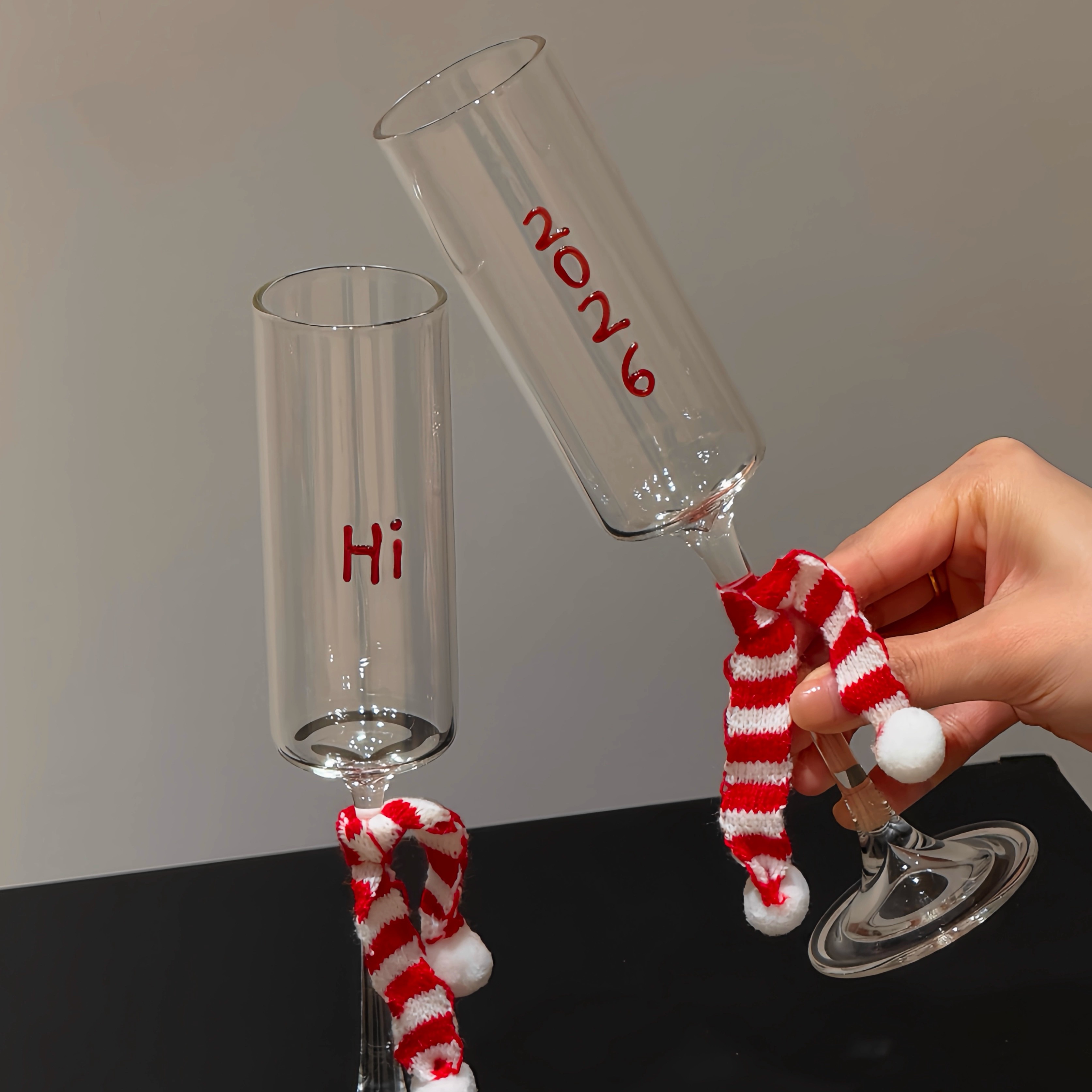 hi2026新年新款高脚杯轻奢葡萄酒杯家用红酒香槟酒杯氛围圣诞节