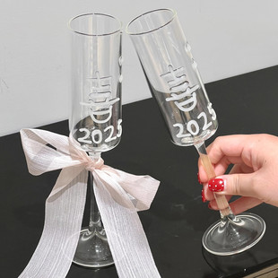可定制高颜值结婚新婚礼物高硼硅玻璃高透精致香槟高脚杯红酒杯子
